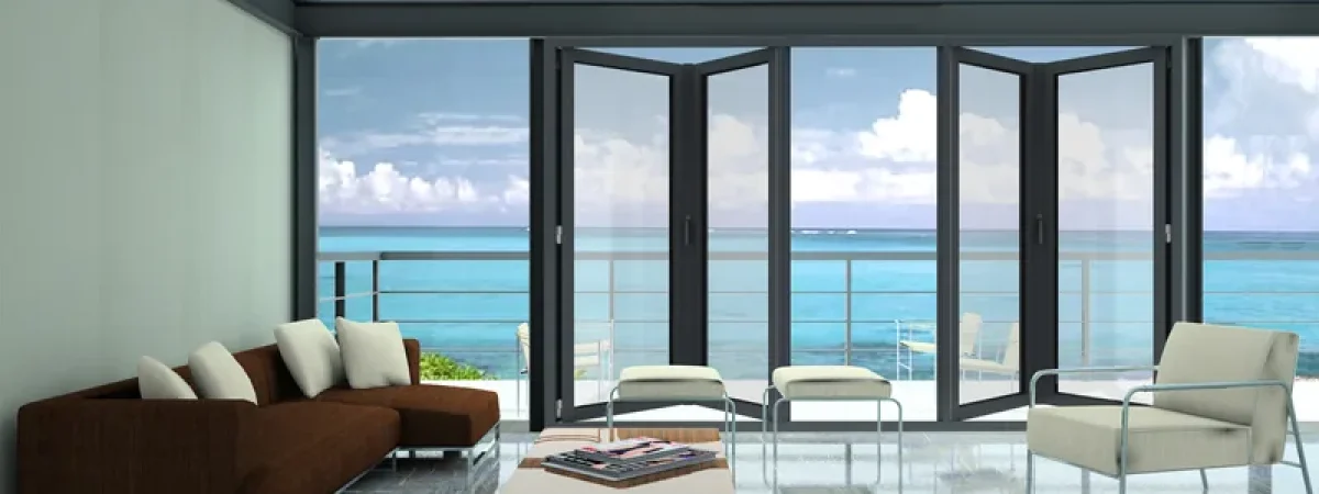 Aluminum windows from China - bifold glazed window system in coastal residential project