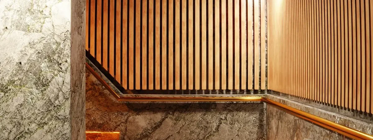 Marble stone wall cladding in commercial interior - marble cladding sourcing from China