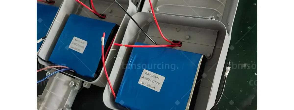 Solar street lights with battery packs function-checked at China factory