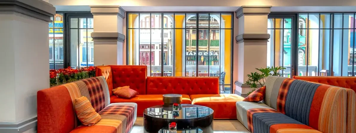 Hotel public area banquette and lounge seating - public area furniture sourcing from China